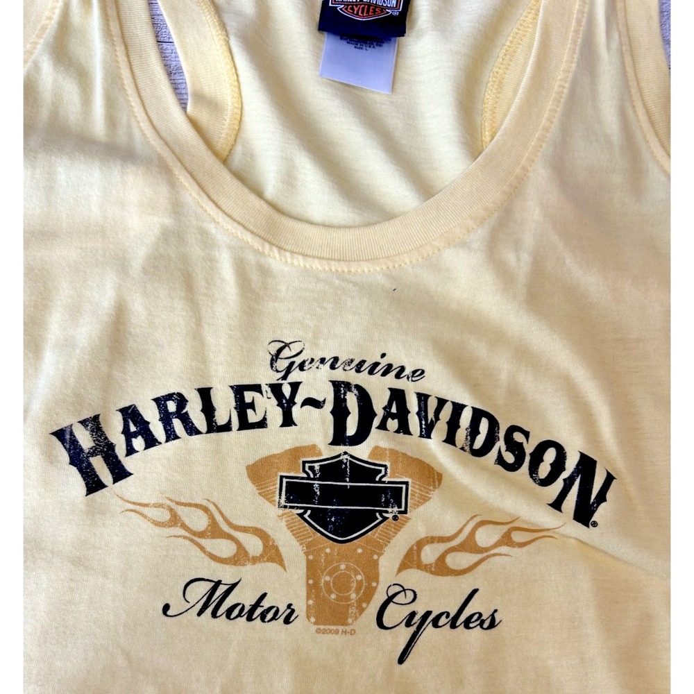 Harley Davidson Genuine Motorcycles Tank Top Yellow Logo Graphic Abilene TX LG